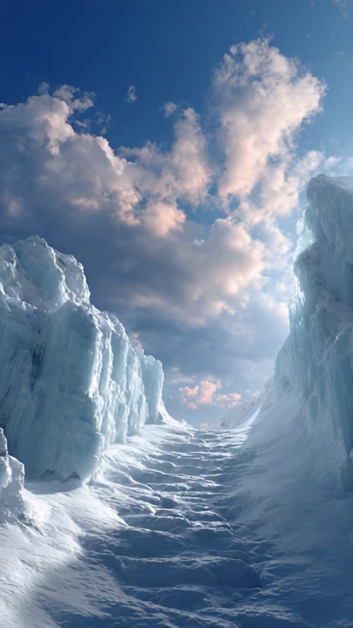 Stunning Ice Pathway Glimmering Under Bright Skies: A Serene Journey ...
