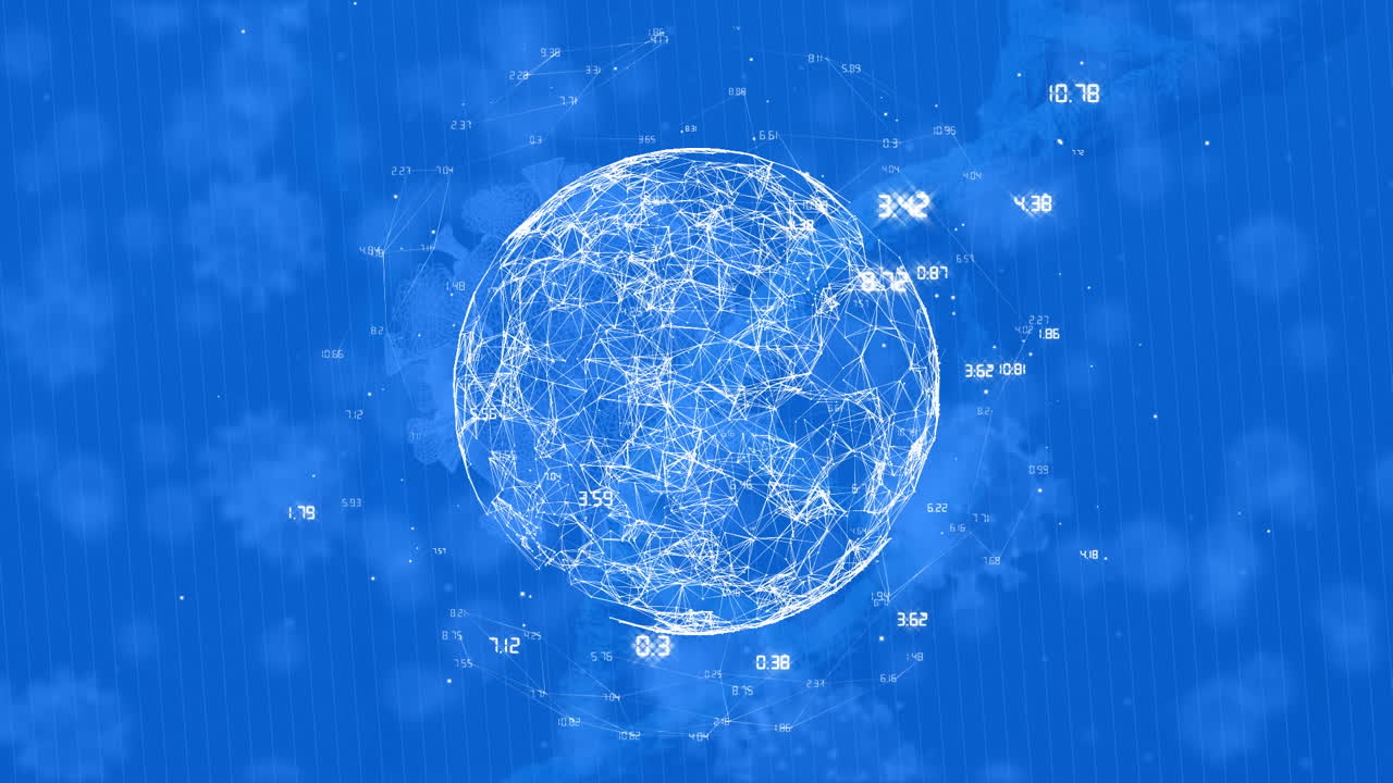 파란색 배경에 있는 지구상의 코로나19 세포의 dna 스트랜드 애니메이션