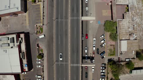 multilevel bridge of small city with traffic