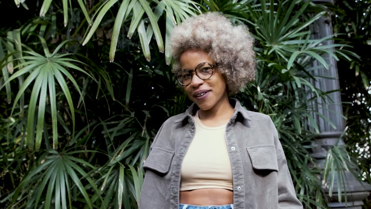 Portrait of a woman with afro hair