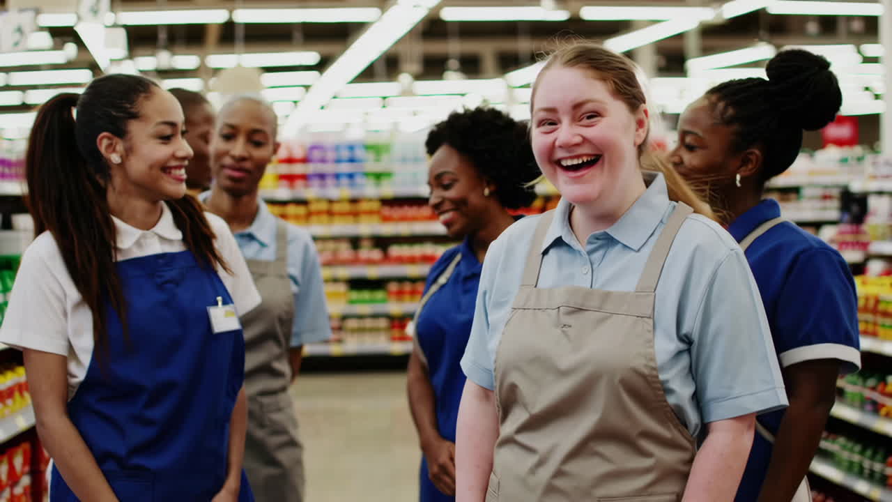 Group of Smiling Supermarket Employees