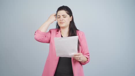 angry business woman. the business woman questions her failure.