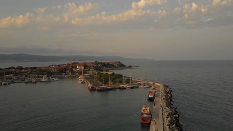 sunset near the world heritage site of nesebar in bulgaria