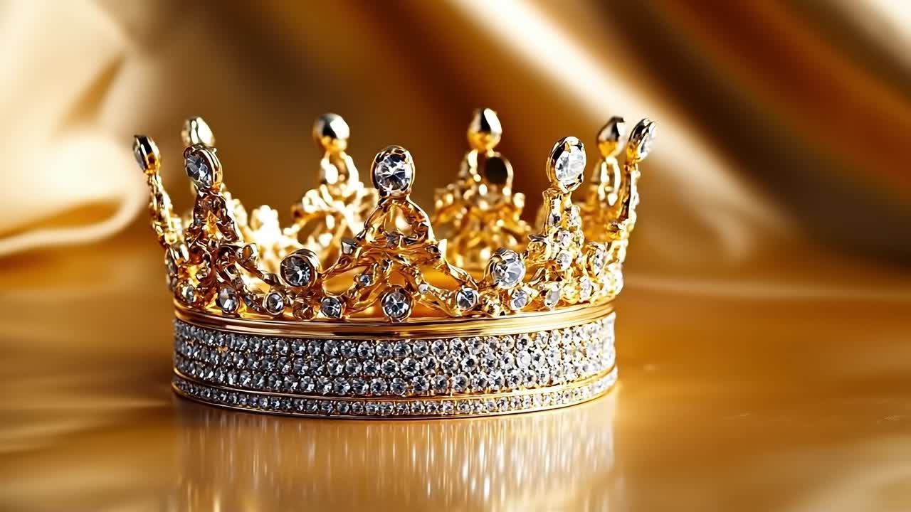 금색 배경 에 다이아몬드 가 있는 금색 왕관