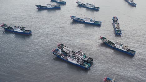 fisher boats on the sea, in taizhou, zhejiang.