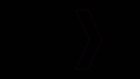 4k glowing purple triple arrows animation. moving right purple arrows isolated on a black background seamless loop.