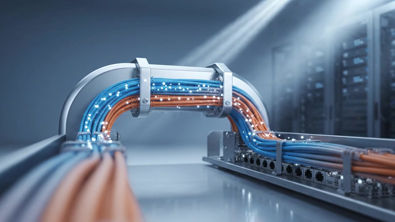 Advanced Data Center Infrastructure Featuring Efficient Cable Management for Enhanced Network Performance in a Modern Computing Environment