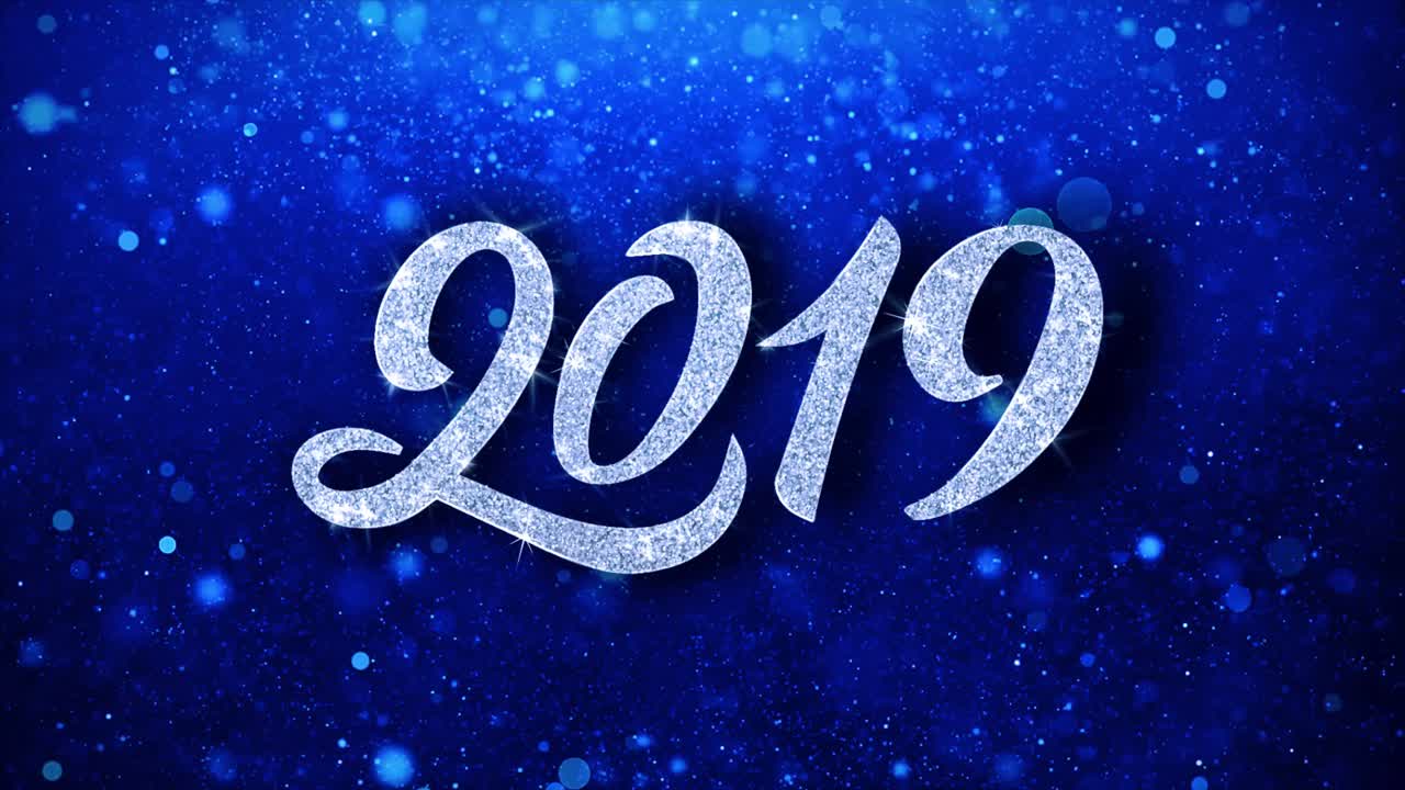 Happy New Year 2019 Sparkling Blue Background