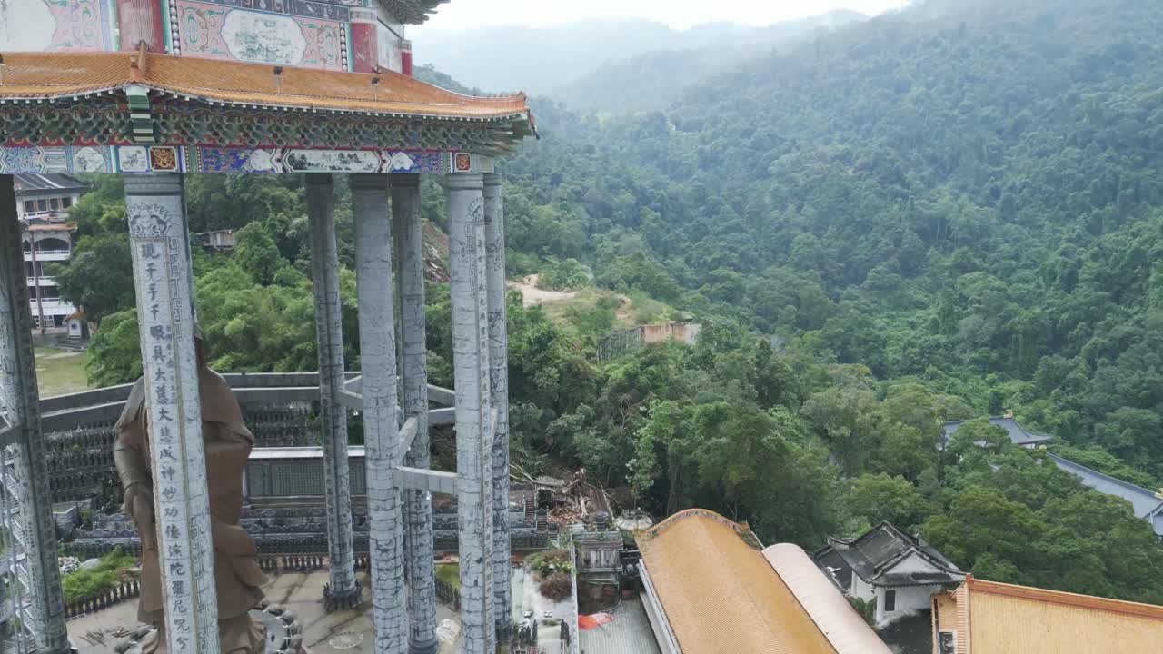 Aerial View of a Chinese Temple in the Mountains