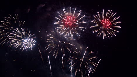 fuegos artificiales coloridos con chispas brillantes en el cielo nocturno