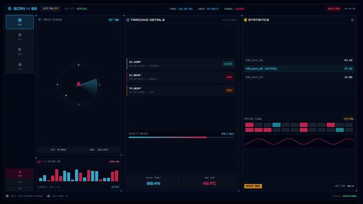 Sci-Fi Digital Interface for Spacecraft Navigation Control