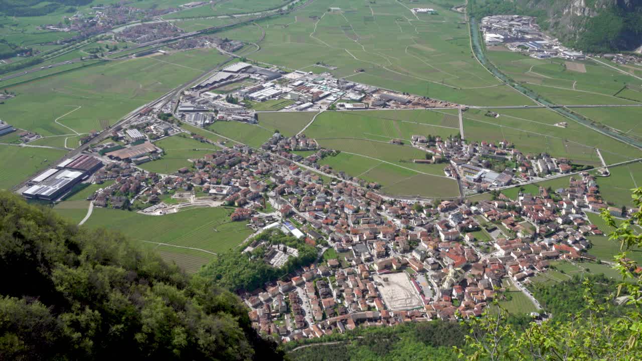 Bird's eye view of Mezzocorona, Trentino, Italy