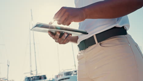 Closeup,-typing-and-hands-with-a-tablet