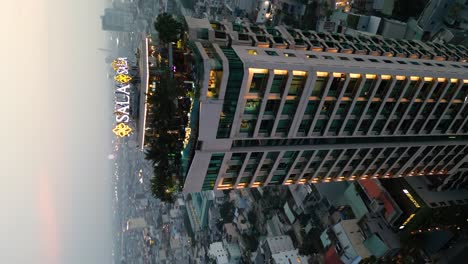 aerial view of sala rooftop hotel at night