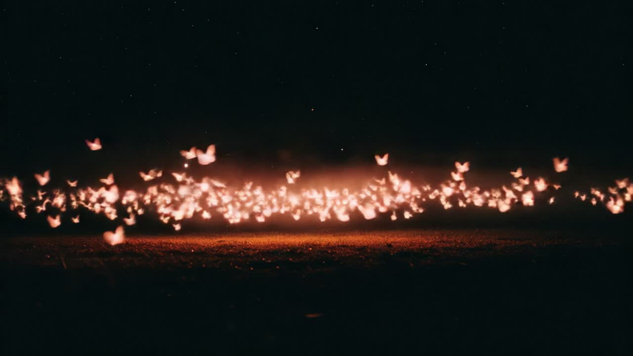 An Enchanting Display of Fireflies Dancing in the Night Sky, Illuminating the Darkness with Their Flickering Light and Creating a Magical Atmosphere in Nature