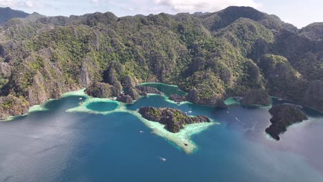 twin lagoon in coron island, palawan, philippines. - aerial shot