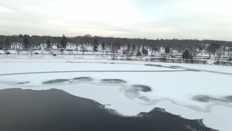 ice formations on a frozen lake in minneapolis winter
