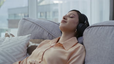 Wearing-headphones,-listening-to-relaxing-music