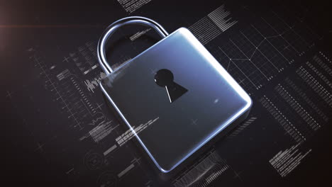 futuristic padlock against digitally generated background