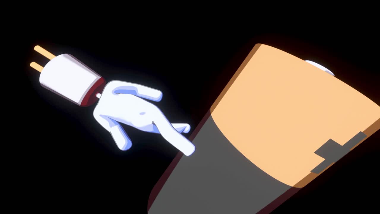 persona que alcanza el enchufe de la batería