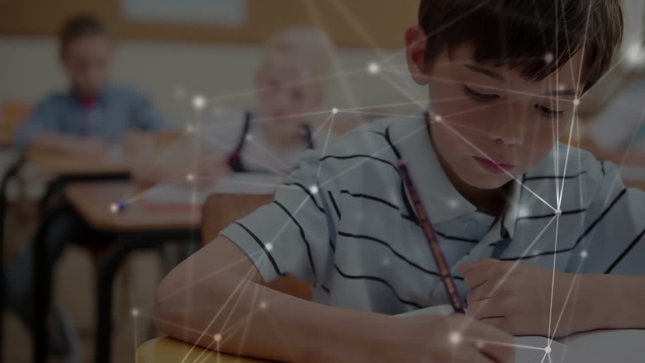 학교생의 글쓰기를 통한 연결 네트워크의 애니메이션