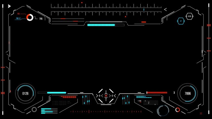 Futuristic user interface with HUD and infographic elements.
