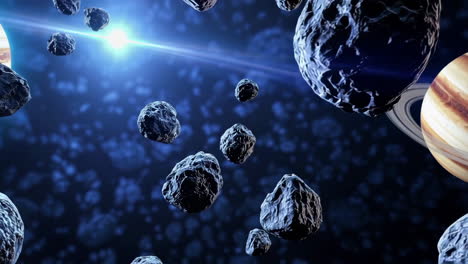 asteroids and planets in outer space