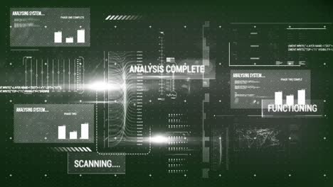 Animation-of-texts,-graphs-and-moving-lines-over-lens-flares-and-computer-language