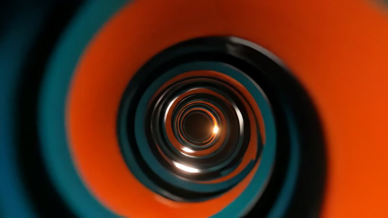 Glowing colorful spiral design. A vibrant spiral pattern features bright colors and a glowing light at the center, creating a dynamic visual effect