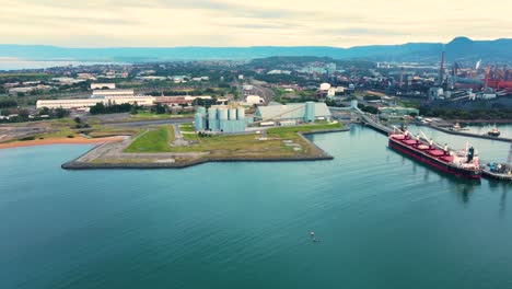 aerial drone view of port kembla, in the illawarra region of nsw