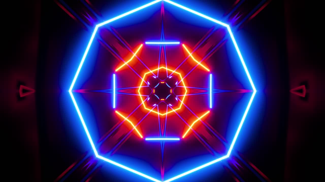 Concetto di reattori energetici futuri. Tema scienza o tecnologia. Animazione caleidoscopica in loop