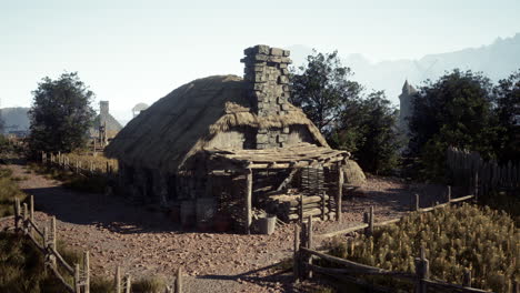 medieval stone cottage in a picturesque village