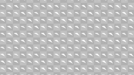 handmade paper plane collection. loop animation of flowing white paper plane on gray background. business connection concept. origami airplane flying.