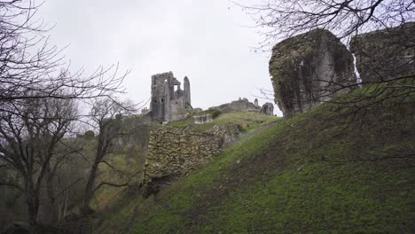 CORFECASTLE,-DORSET,-ENGLAND,-December-27,-2019:-Corfe-is-the-site-of-a-ruined-castle-of-the-same-name