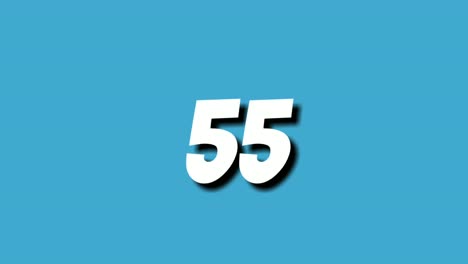 countdown cartoon number 60 sixty to one 1 motion graphics animation on blue background