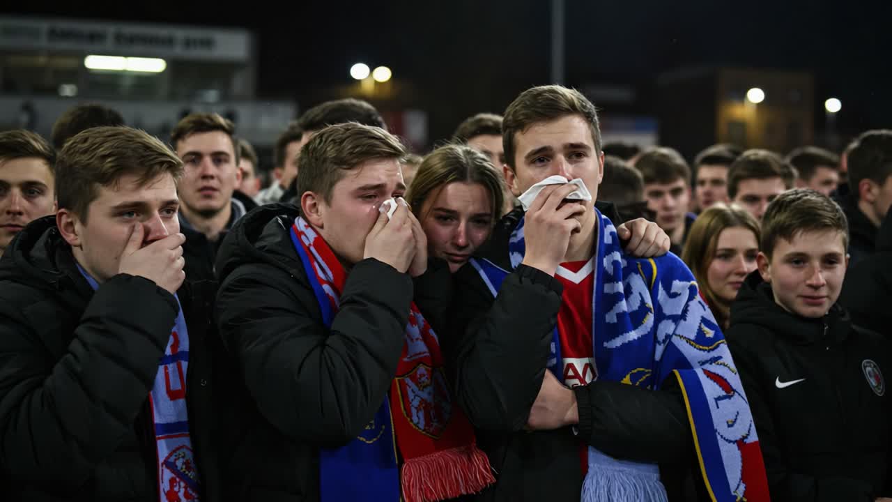 A Heartfelt Moment of Emotions Captured: Young Fans Display Mixed Feelings of Disappointment and Support While Attending a Sports Event in Their Team Colors