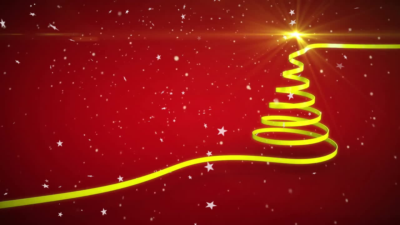 animación de estrellas cayendo sobre el árbol de navidad