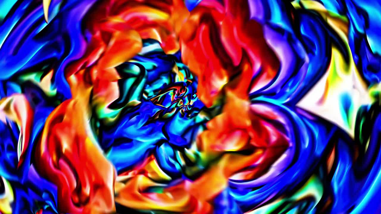 Abstract digital art featuring a vibrant explosion of colors forming a kaleidoscope pattern with a swirling effect, creating a mesmerizing visual experience