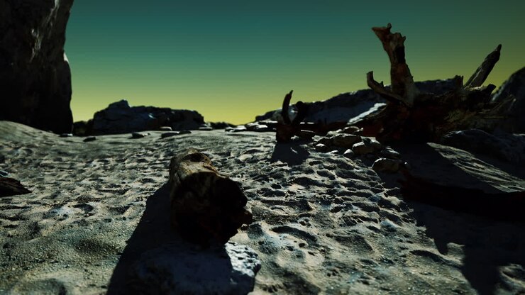 Hyperlapse of deserted beach and rocky cliff
