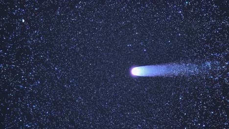 a mesmerizing video of a comet streaking through a star-filled sky, captured from a wide-angle