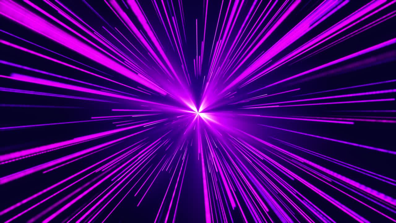 Speed of digital lights neon glowing rays lines into digital technologic tunnels loop animation