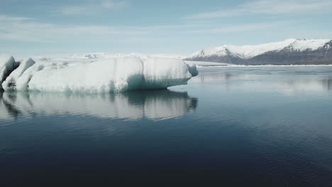 beautiful glacial lagoon in iceland with blue sky