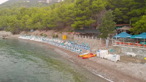 aerial drone cinematic slow motion footage of beach on adriatic sea in montenegro