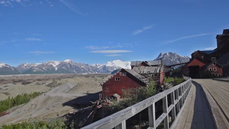 kennicott mines with cyclist in alaska