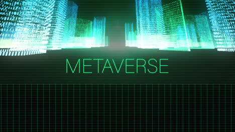animación de texto metaverso sobre ciudad digital