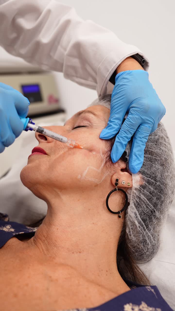 Procedura di iniezione facciale estetica