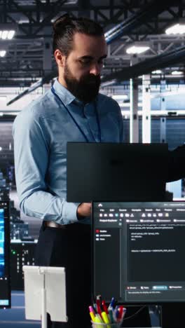 vertical video team of data center engineers using machine learning algorithms
