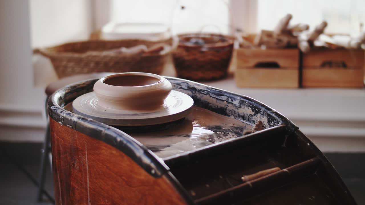 footage of pottery wheel work