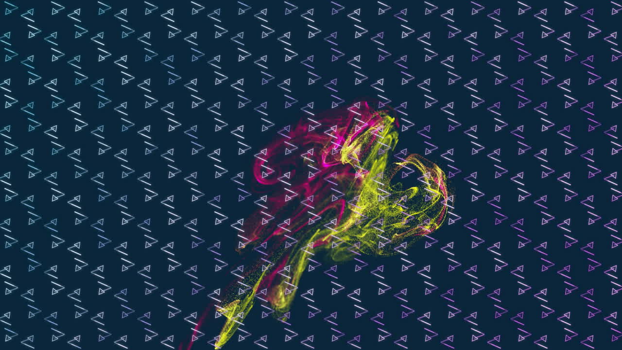 Animation of colorful abstract shapes with envelope icons on dark background