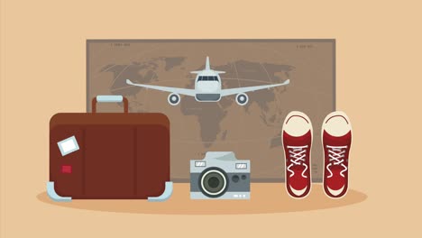 travel vacations animation with airplane